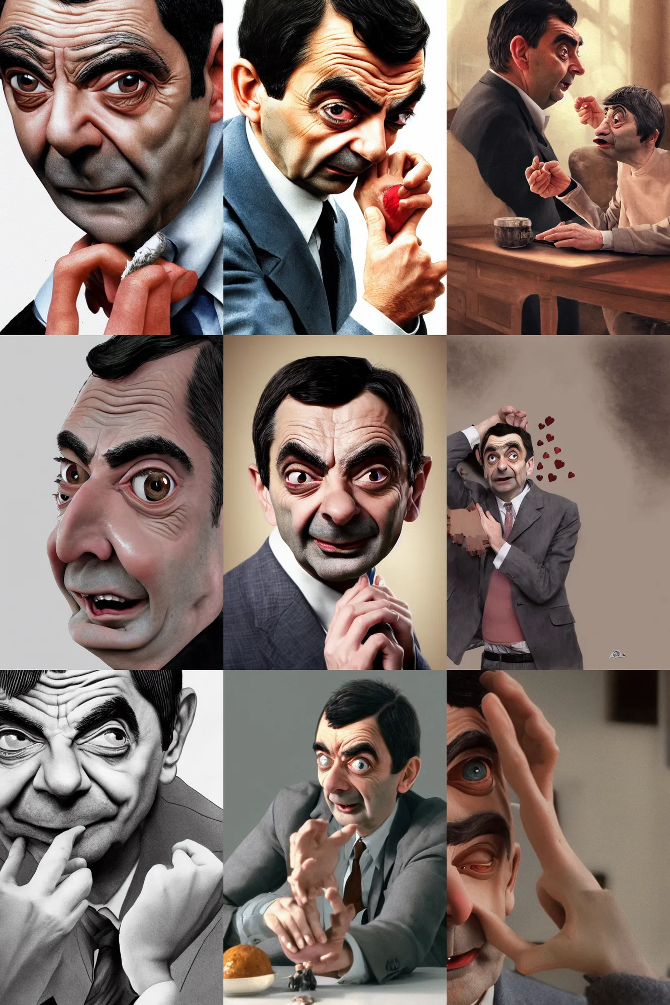 Prompt: a photograph of Mr. Bean getting his heart broken, hyper realistic, 4k, detailed, concept art