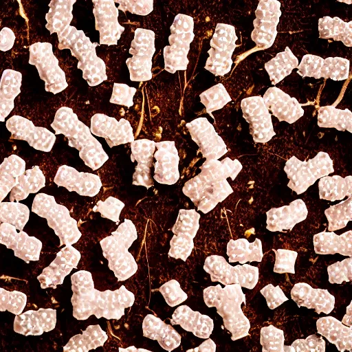 Prompt: many ants eating white candy bar, intricate detail, sharp focus, photorealism, soft diffuse autumn lights, some sunlight ray, dark room wall, canon 5 d 5 0 mm lens