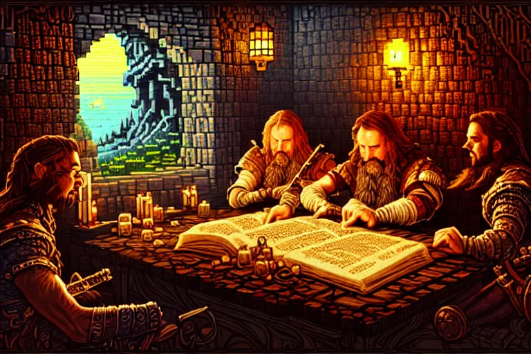 Prompt: the bard's tale, beautiful detailed pixelart by albertov, intricate details, beautiful, dithered gradients, volumetric lighting, cgsociety, artstation, smooth, sharp focus, 2 d illustration, amazing art by dan mumford, old school computer game graphics, crpg, d & d, pixel art