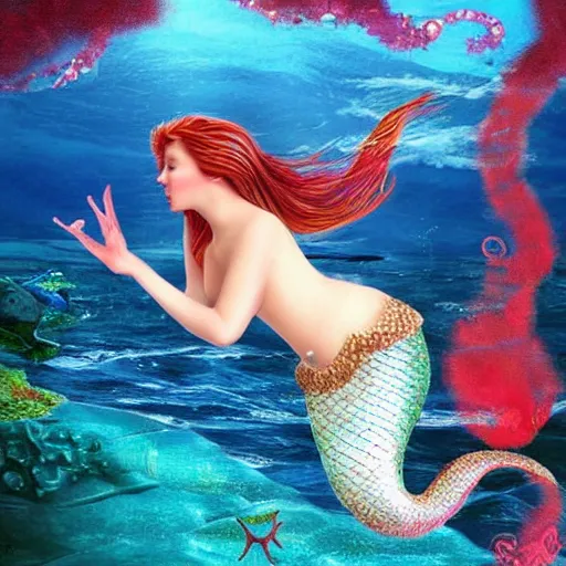 Prompt: photo of a mermaid realistic photo,