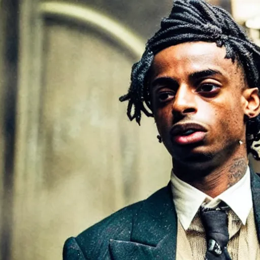 Image similar to playboi carti in peaky blinders 4 k the detailed super realistic