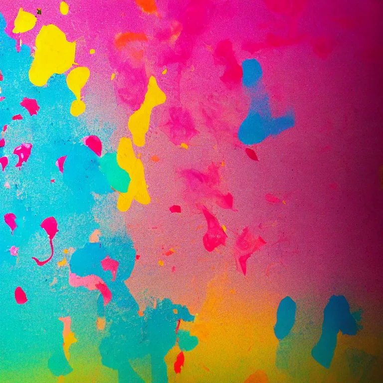 Prompt: colorful paint splatter inside of a marble temple, film photo, soft lighting album cover, nostalgia, gradient, light reflection