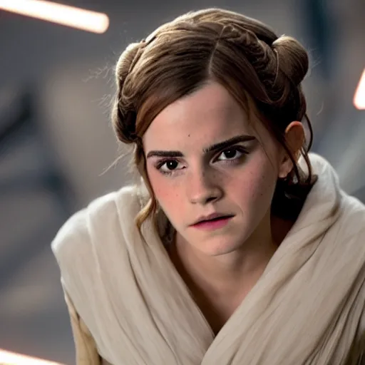 Image similar to a beautiful still of Emma Watson in Star Wars