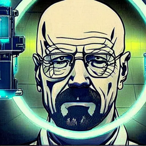 Image similar to “Walter white holding a portal gun in a portal 2 chamber”