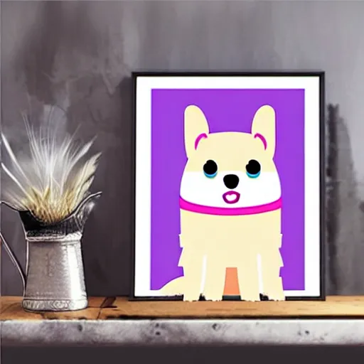 Image similar to Kawaii cute dog, poster art