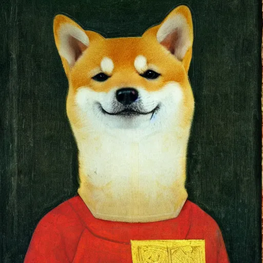 Image similar to a shiba inu knight renaissance painting