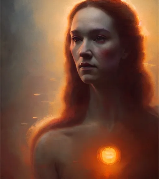 Image similar to riveting seductive oracle of delphi portrait, mysterious atmospheric lighting, painted, intricate, volumetric lighting, beautiful, rich deep colours masterpiece, golden hour, sharp focus, ultra detailed, by leesha hannigan, ross tran, thierry doizon, kai carpenter, ignacio fernandez rios