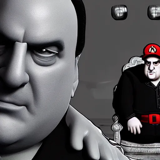 Image similar to tony soprano mixed with mario blender