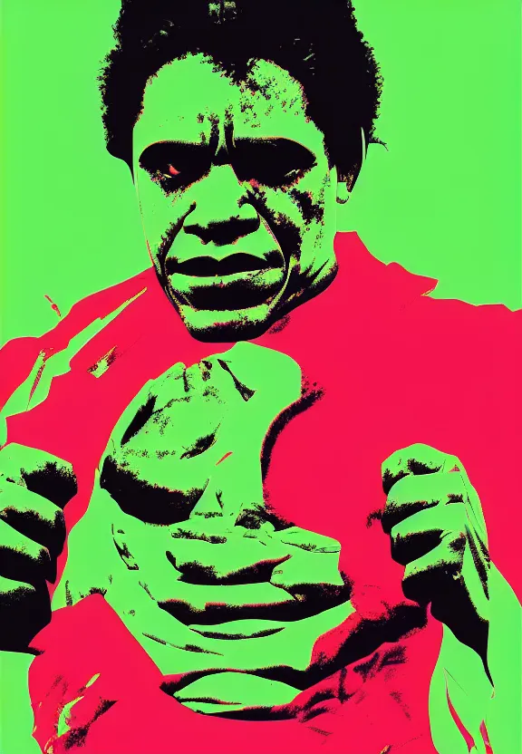 Image similar to Obama Hulk by Beeple with Andy Warhol influence