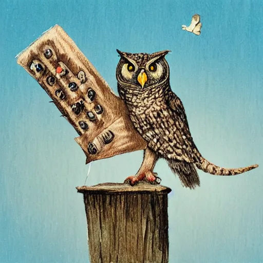 Image similar to a mouse riding an owl