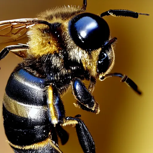 Prompt: close up photo of a bee with the face of beyonce