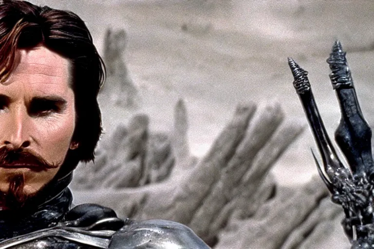 Image similar to film still of Christian Bale as Feyd-Rautha in Dune 1965