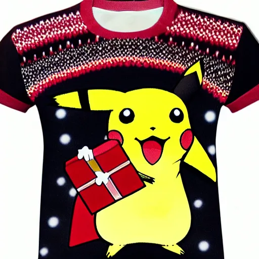 Prompt: pikachu wearing a christmas jumper anime style highly detailed, smooth, sharp focus