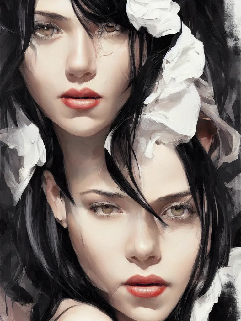 Image similar to portrait of a beautiful woman, black hair, attractive, casual, modern, highly detailed, digital painting, artstation, concept art, smooth, sharp focus, illustration, art by thomas saliot