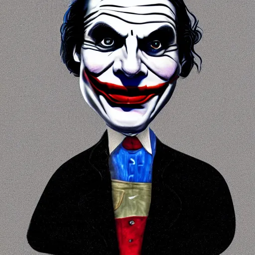 Image similar to [portrait of Macron as the Joker]