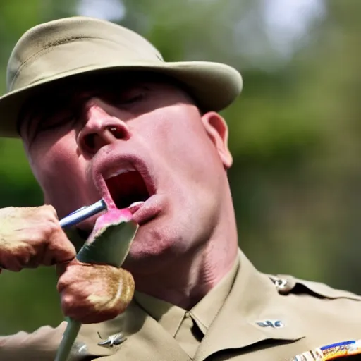 Prompt: drill sergeant shouting at a goldfish