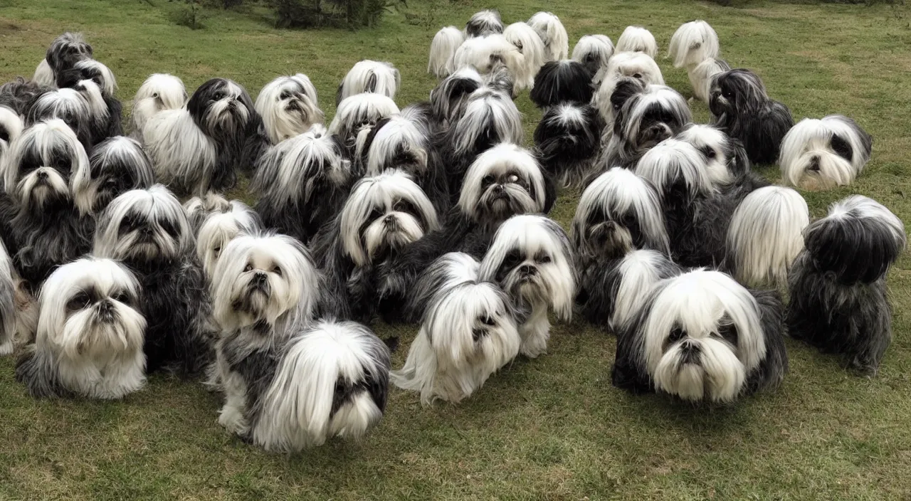 Image similar to A Herd of Shih Tzu Invade, An Lovecraftian Alien Planet