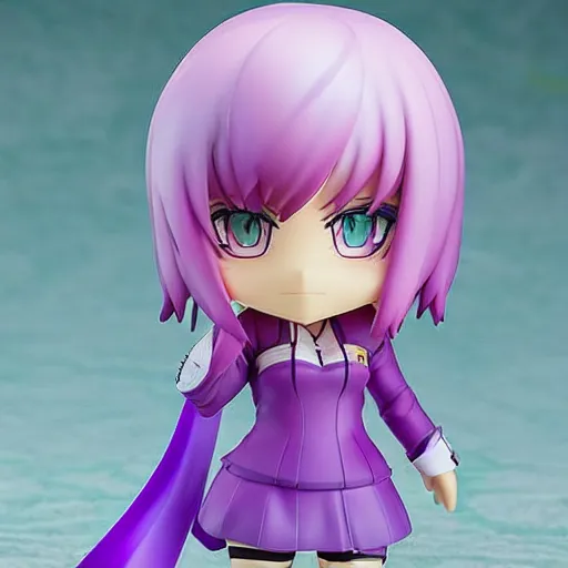 Image similar to neon white video game!!!!!!!!, neon violet!!!!!!!!!!!!!!, an ( ( ( ( anime ) ) ) ) nendoroid of neon violet, figurine, detailed product photo