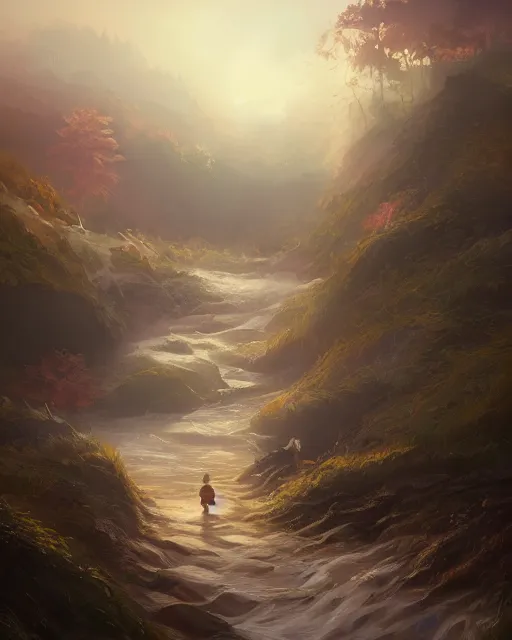 Image similar to the fall of summer, landscape, dreamy, cinematic lighting, highly detailed, digital painting, trending on artstation, pixiv, concept art, sharp focus, illustration