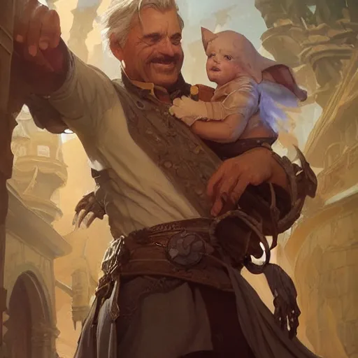 Prompt: Dad finally came back with milk, D&D, fantasy, highly detailed, digital painting, artstation, smooth, sharp focus, illustration, art by artgerm and greg rutkowski and alphonse mucha