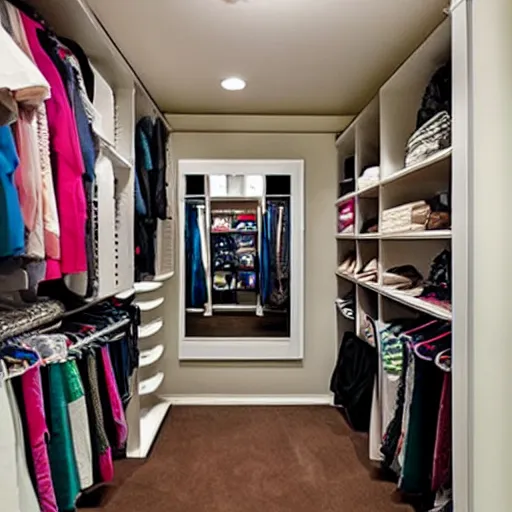 Prompt: gigantic walk-in closet for a woman