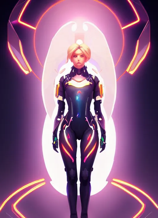Image similar to symmetry portrait of mercy from overwatch, sci - fi, tech wear, glowing lights intricate, elegant, highly detailed, digital painting, artstation, concept art, smooth, sharp focus, illustration, art by artgerm and greg rutkowski and alphonse mucha