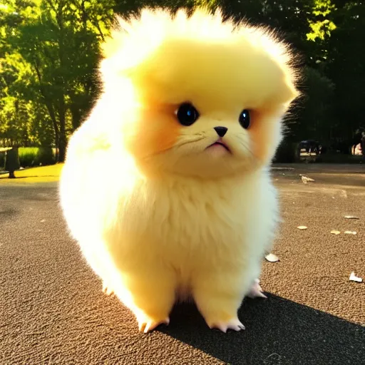 Image similar to Photo of a real life Pokemon, cute!!!, fluffy!!!, adorable!!!, ultra realistic!!!, golden hour, sharp focus