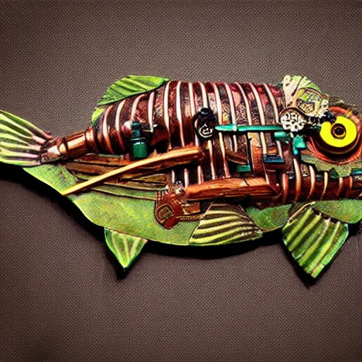 Image similar to steampunk fish
