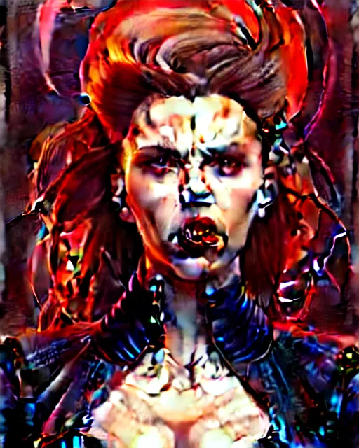 Image similar to rafael albuquerque comic art, art nouveau, peter mohrbacher, artgerm, pretty scarlett johansson vampire sharp vampire teeth open mouth, symmetrical eyes, black leather jacket, jeans, long blonde hair, full body