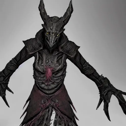 Image similar to a Falmer from Skyrim covered in black fur