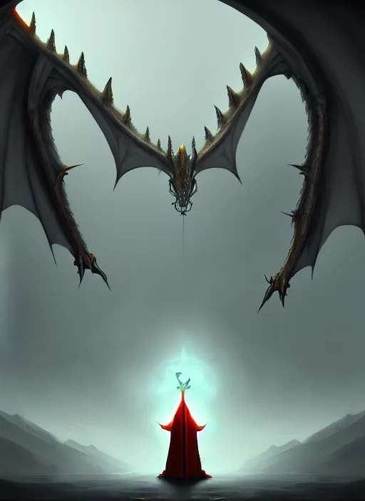 Image similar to Dragon Pope. Matte Painting. Digital Art. HQ. Trending on Artstation. Dramatic lighting