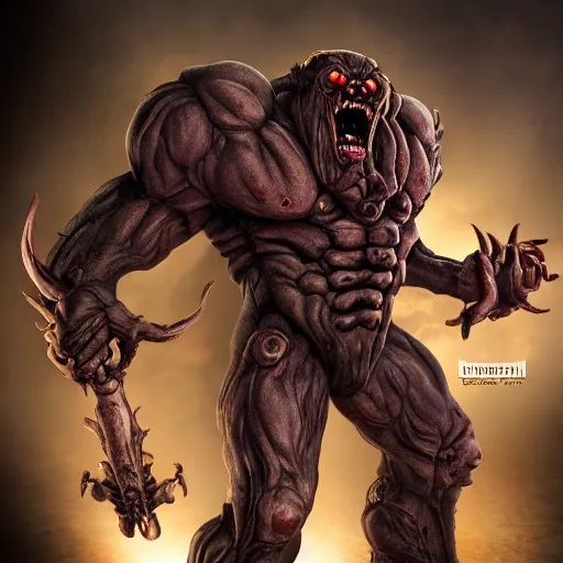 Image similar to mancubus from doom eternal, photography