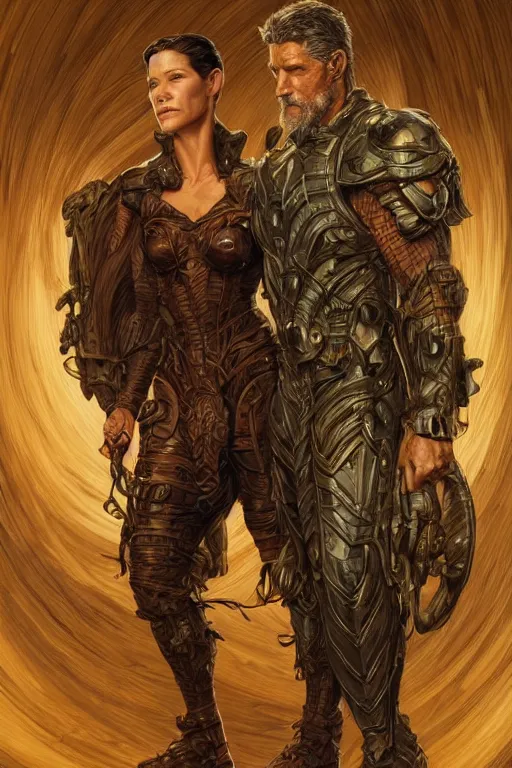 Image similar to Matthew Fox and Evangeline Lilly as a ruggedly handsome hero, intricate, elegant, highly detailed, centered, digital painting, artstation, concept art, smooth, sharp focus, illustration, art by artgerm and donato giancola and Joseph Christian Leyendecker, WLOP