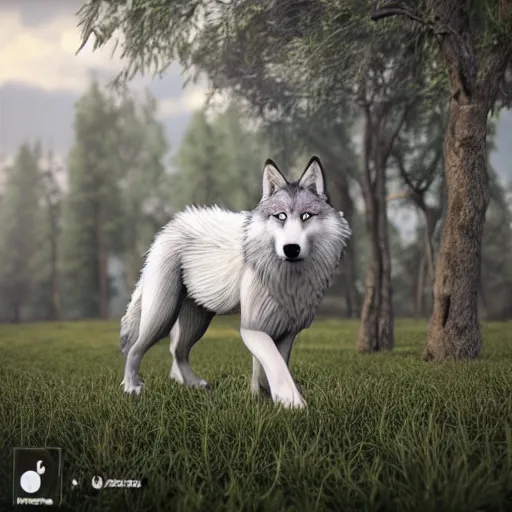 Image similar to hyperrealistic wolf rendered in unreal engine, 3d model turnaround, 4k