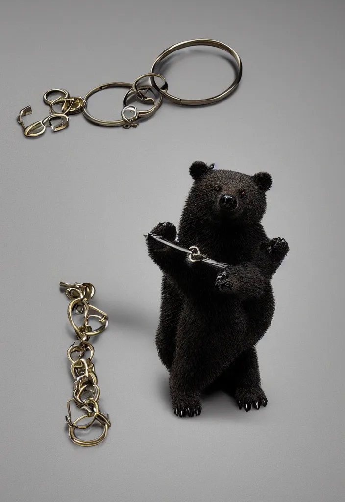 Image similar to a deep coloured crystal bear keychain by greg rutkowski, sung choi, mitchell mohrhauser, maciej kuciara, johnson ting, maxim verehin, peter konig, 8 k photorealistic, cinematic lighting, hd, high details, dramatic, atmosphereric