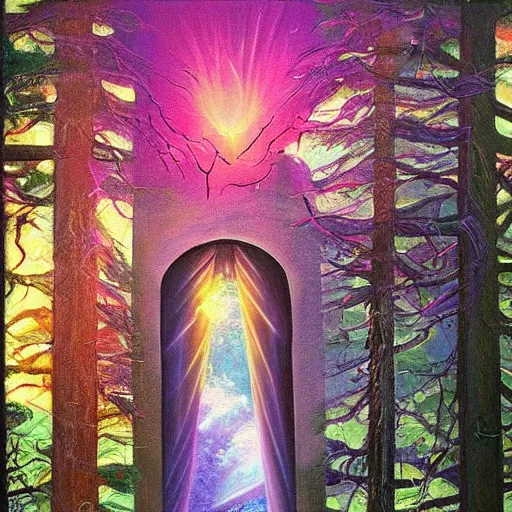 Prompt: stepping through the portal into the alternative multiverse, beautiful painting, gorgeous light