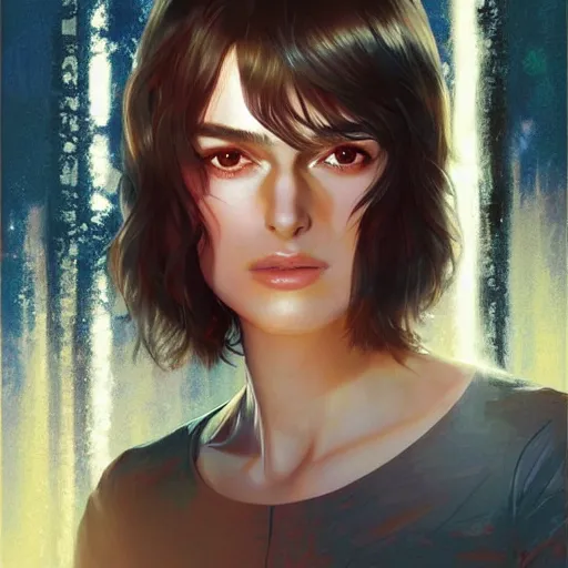 Image similar to keira knightley portrait as manga girl, realistic shaded perfect face, fine details. anime. realistic shaded lighting poster by ilya kuvshinov katsuhiro otomo ghost - in - the - shell, magali villeneuve, artgerm, jeremy lipkin and michael garmash and rob rey