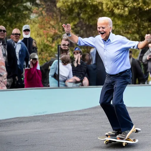 Prompt: joe biden doing skateboard tricks