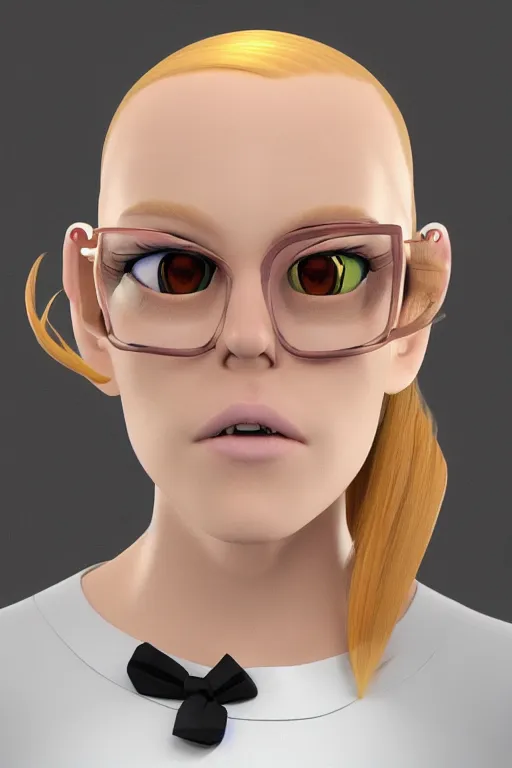 Image similar to a portrait of a blonde inkling with a huge forehead, concept art, trending on artstation 3 d.