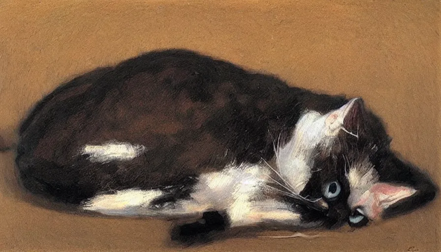 Image similar to painting by borremans, cat, detailed, stunning