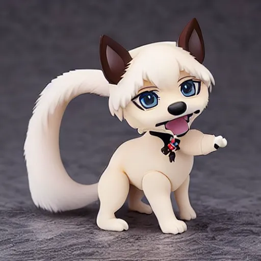 Prompt: fur dog, nendoroid, figurine, detailed product photo