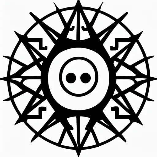 Image similar to an alchemical symbol for the sun, vector art, line art, pen, black and white