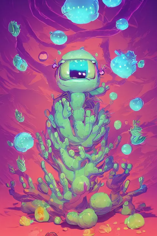 Image similar to roots cactus sushi cristal smurf ghost creature animal sushi cristal very big eye roots cactus elemental flush of force nature micro world fluo fishscale, behance hd by jesper ejsing, by rhads, makoto shinkai and lois van baarle, ilya kuvshinov, rossdraws radiating a glowing aura global illumination ray tracing hdr