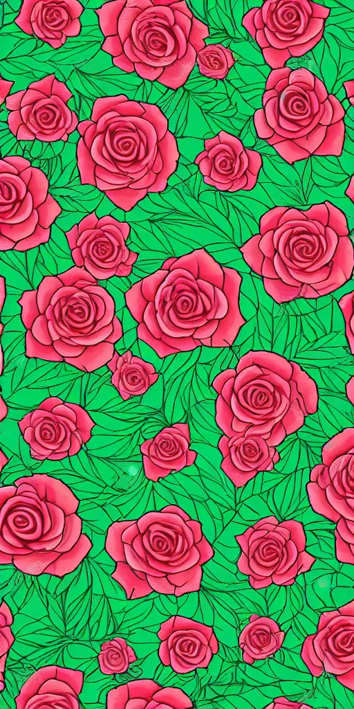 Image similar to seamless pattern of beautiful roses with leaves and throns, colourful, symmetrical, repeating 35mm photography