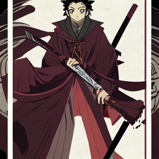 Image similar to Tanjiro from demon slayer holding a knife