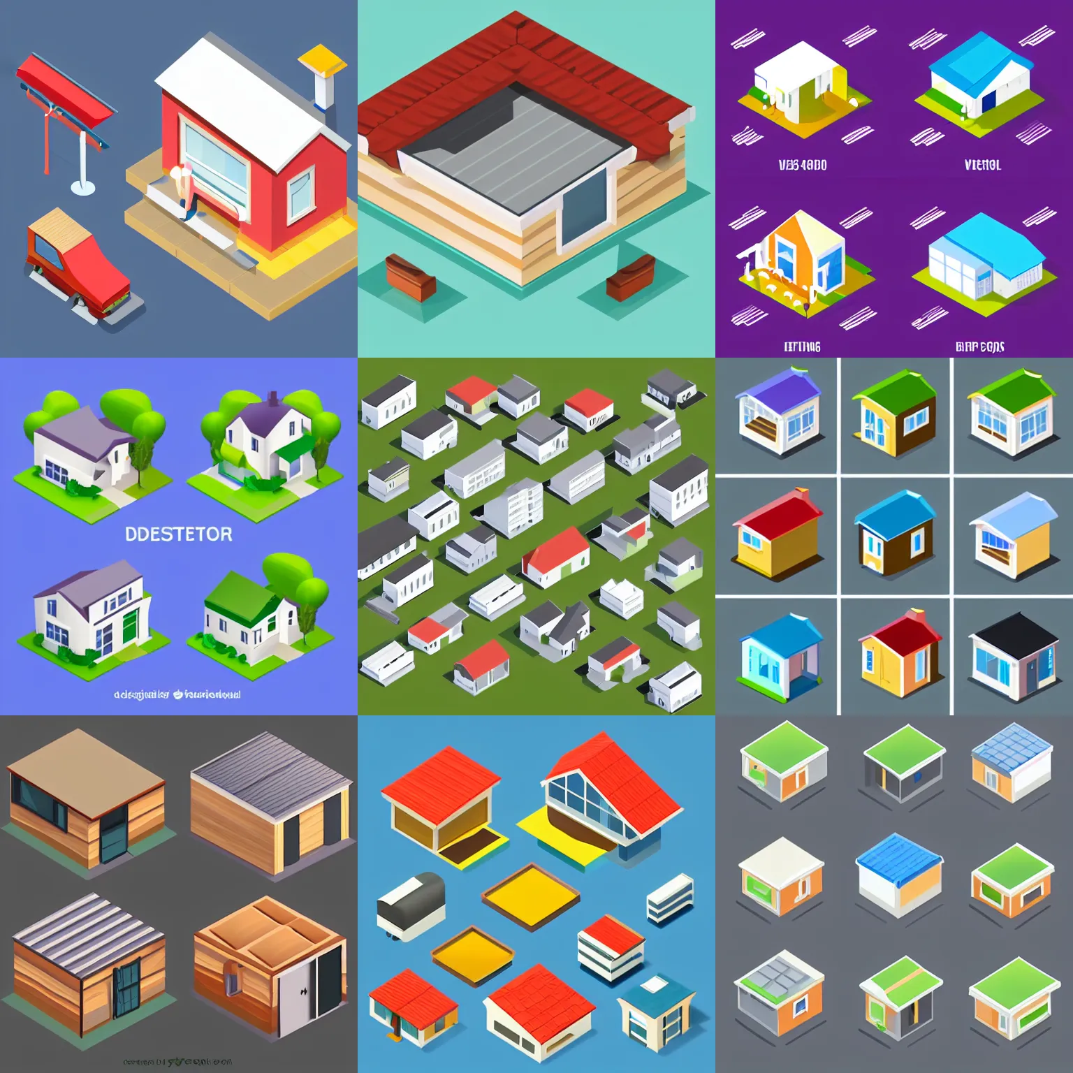 Prompt: webdesign icon set for shed roof type, isometric