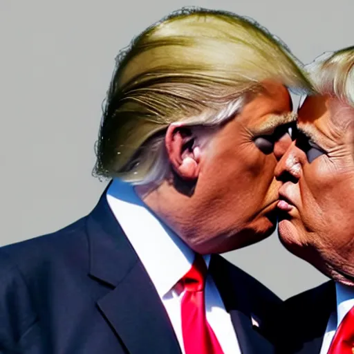 Prompt: donald trump and barrack obama kissing, 4k realistic photo
