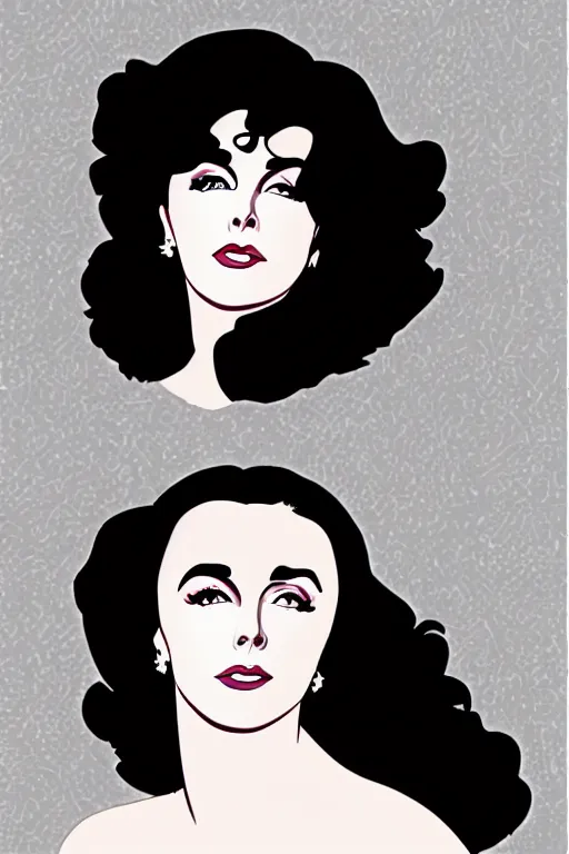 Prompt: digital illustration of Elizabeth Taylor by Patrick Nagel artist