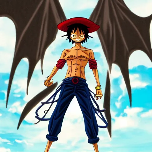 Image similar to luffy as dragon, cinematic