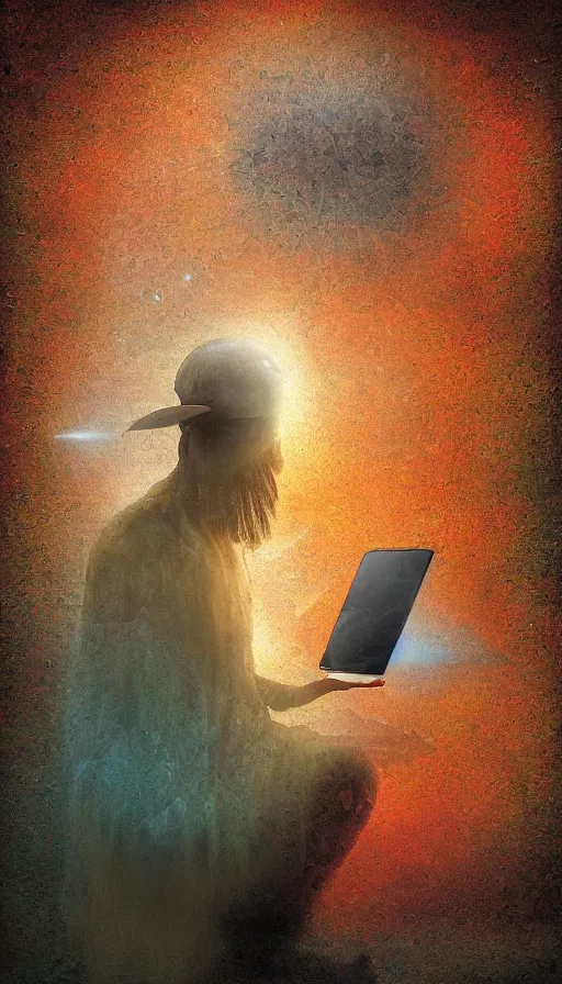 Image similar to portrait of a digital shaman, by peter holme iii